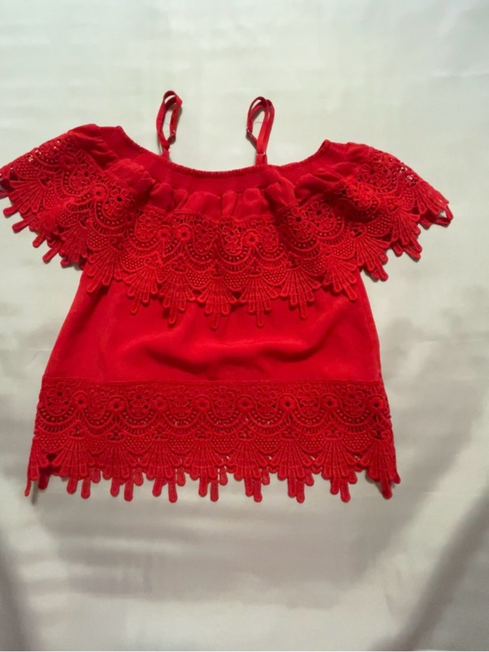 No Boundaries Red Lace Off-Shoulder Tank Top